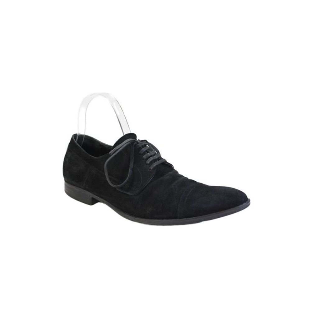 Dolce & Gabbana Mens Suede Cap Toe Lace-Up Formal Loafers Black Size 5.5